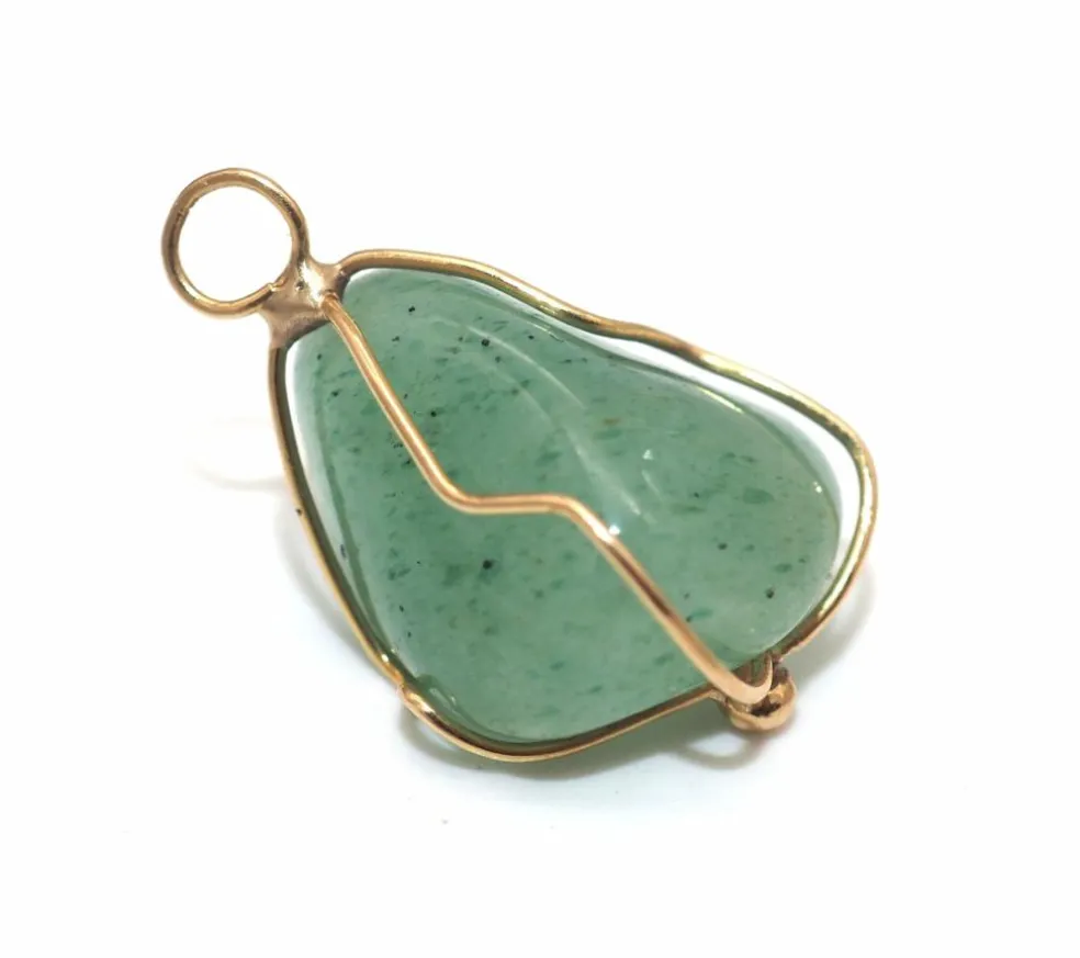 Pendentif or jaune et jade