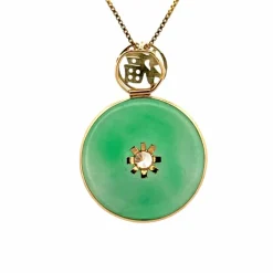 Pendentif or jaune et Jade