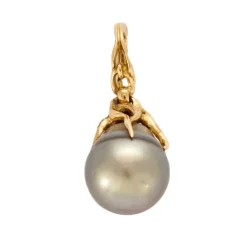 Pendentif or jaune et perle baroque grise