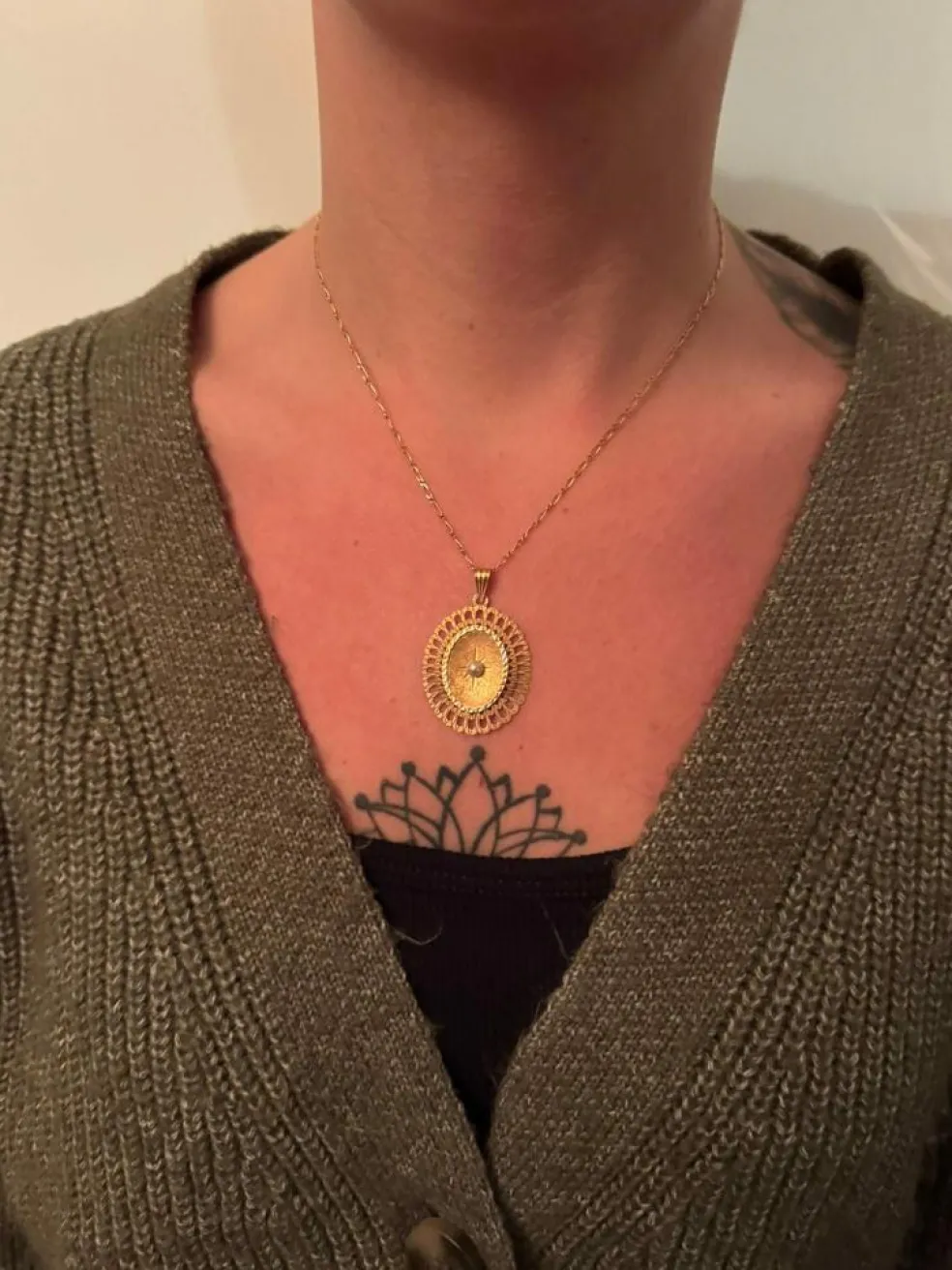 Pendentif or jaune et perle