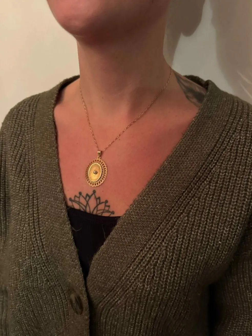 Pendentif or jaune et perle