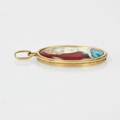 Pendentif or jaune émail de Limoges