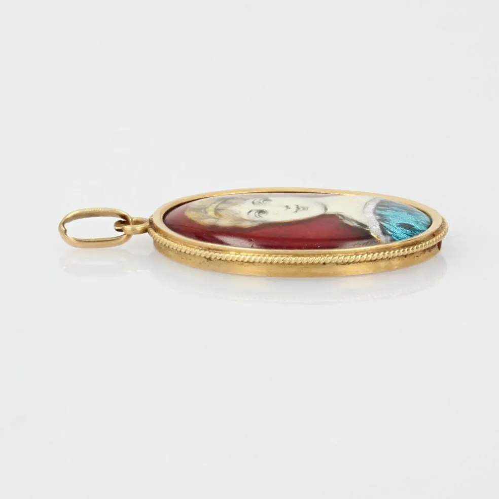 Pendentif or jaune émail de Limoges