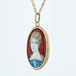 Pendentif or jaune émail de Limoges