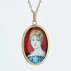 Pendentif or jaune émail de Limoges