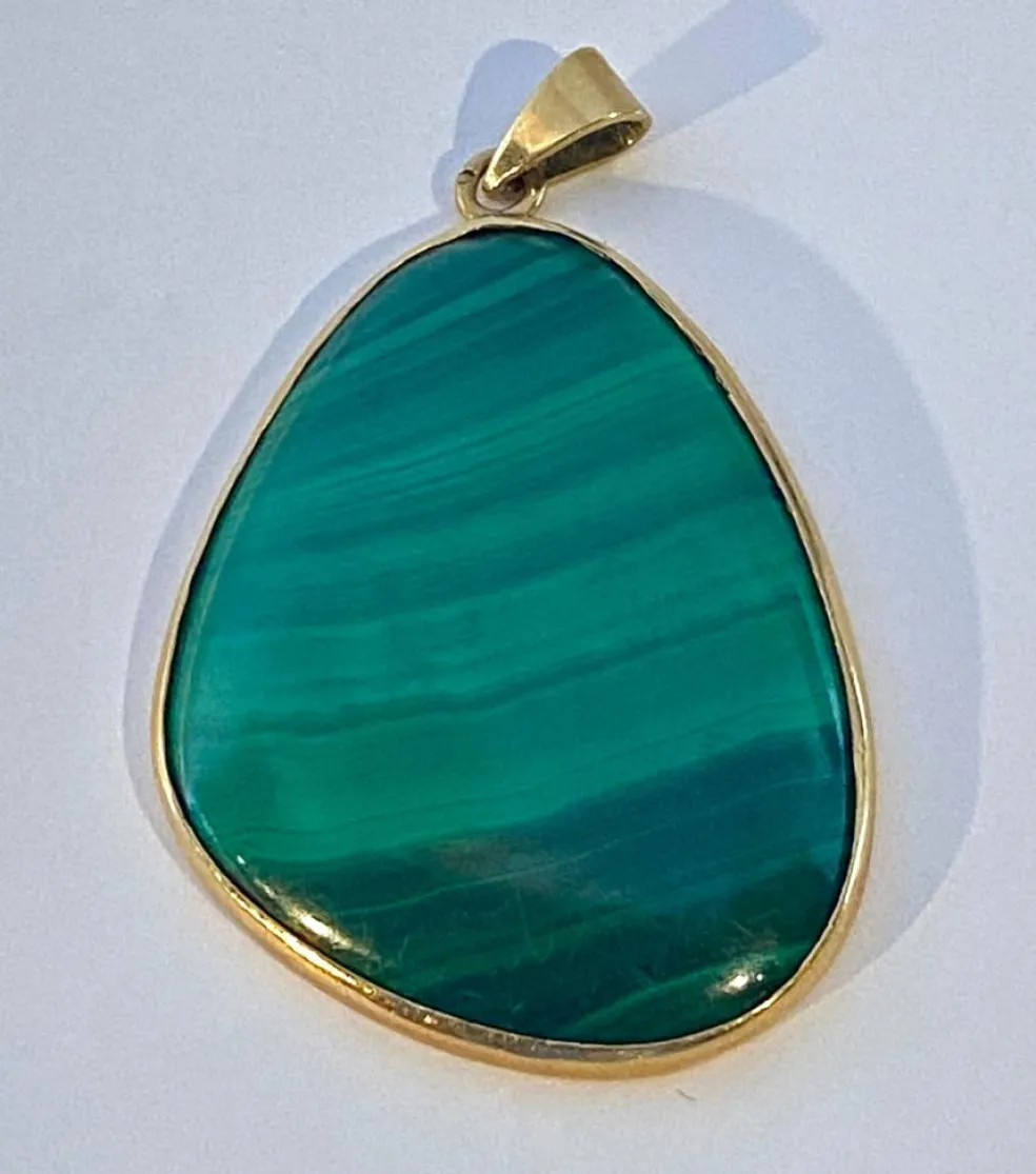 Pendentif Or jaune Malachite