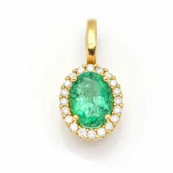 Pendentif Or jaune Émeraude Diamants