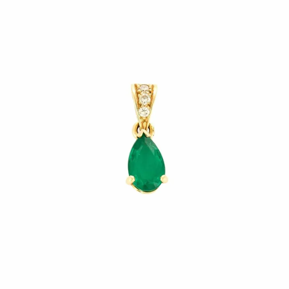 Pendentif or jaune, émeraude et diamants