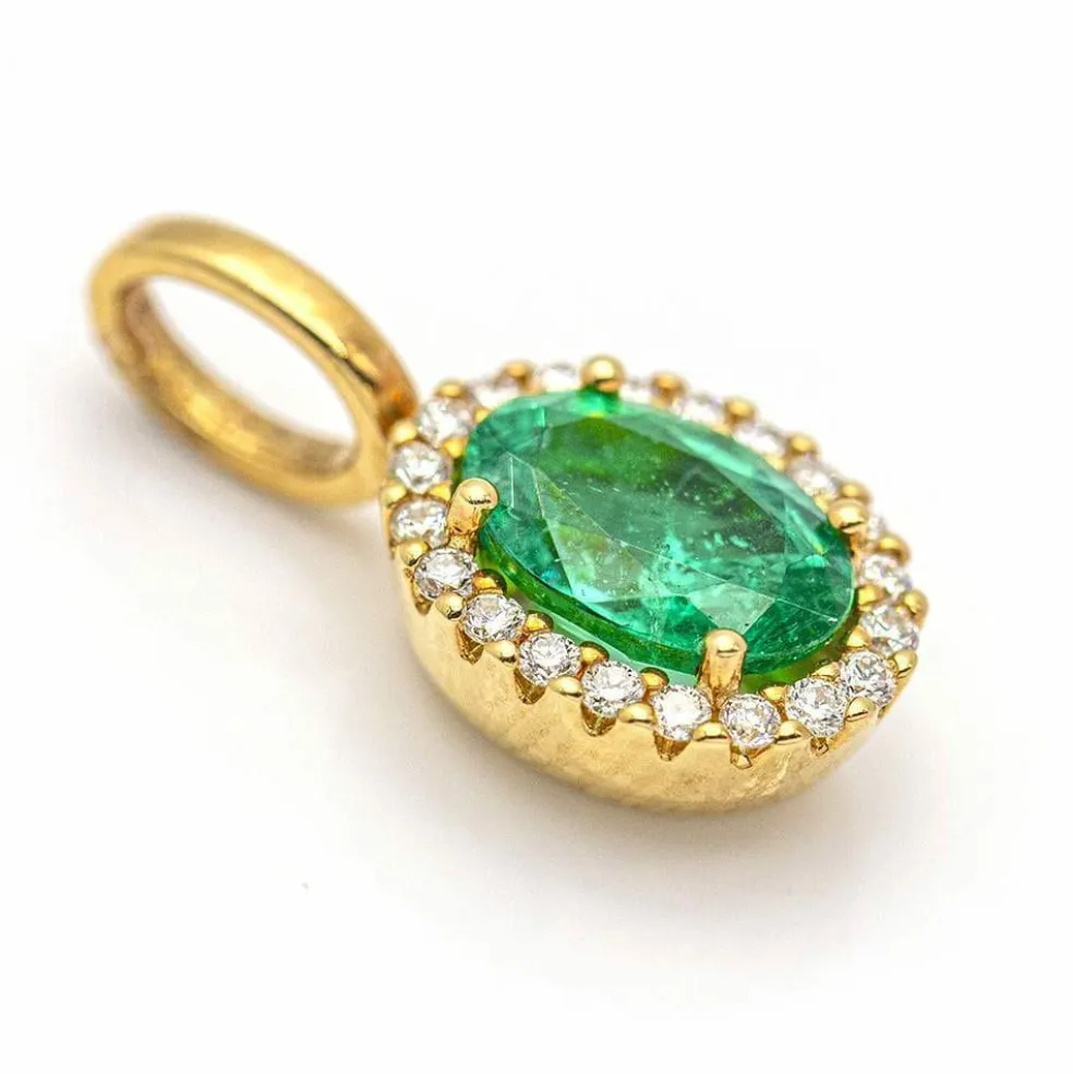 Pendentif Or jaune Émeraude Diamants