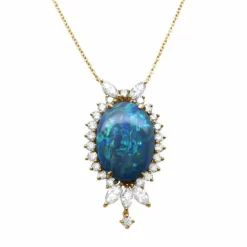 Pendentif or jaune opale diamants