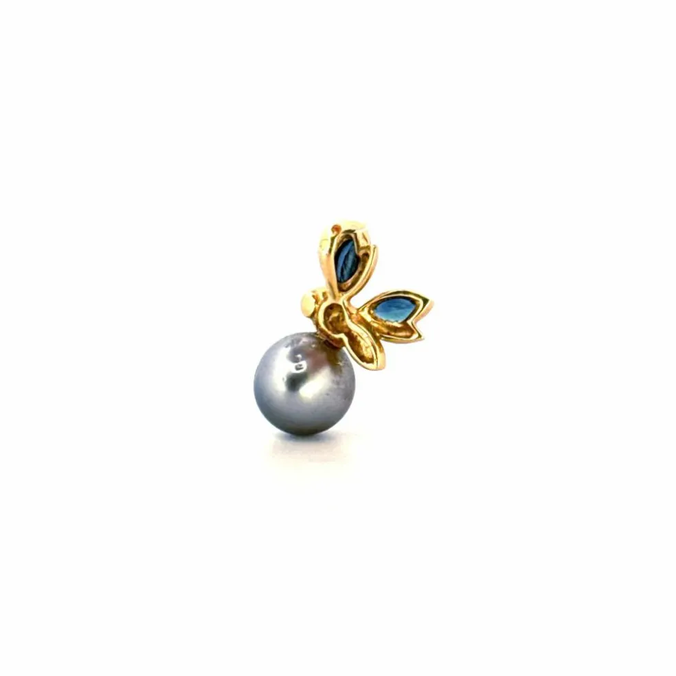 Pendentif Or Jaune Perle, Topazes & Diamant