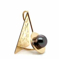 Pendentif or jaune perle de Tahiti