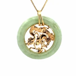 Pendentif or jaune pierre de jade