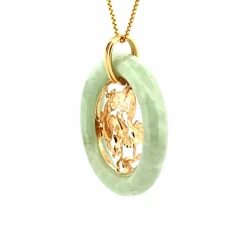 Pendentif or jaune pierre de jade
