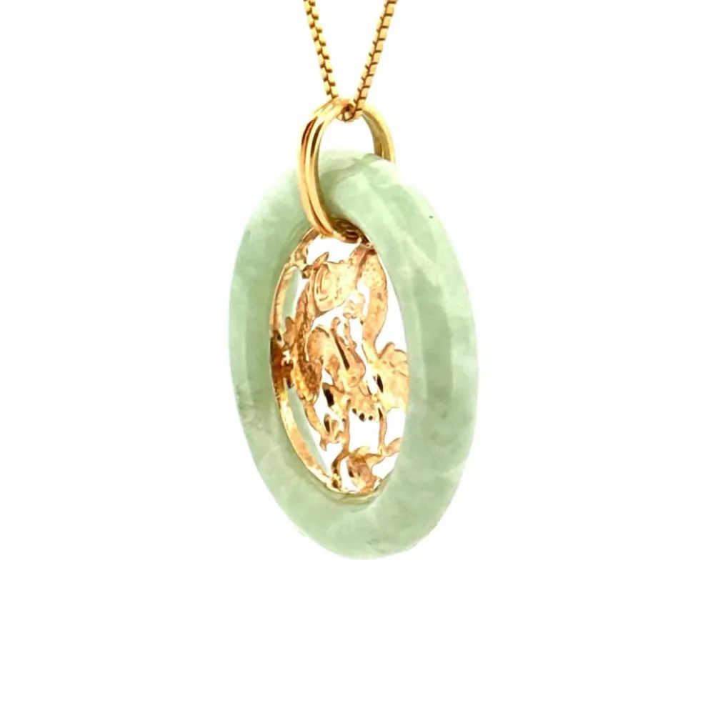 Pendentif or jaune pierre de jade
