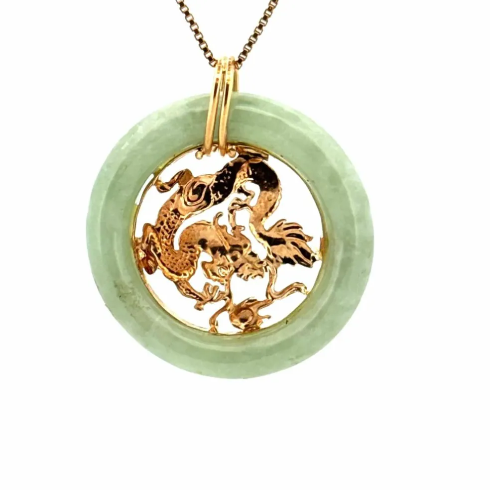 Pendentif or jaune pierre de jade