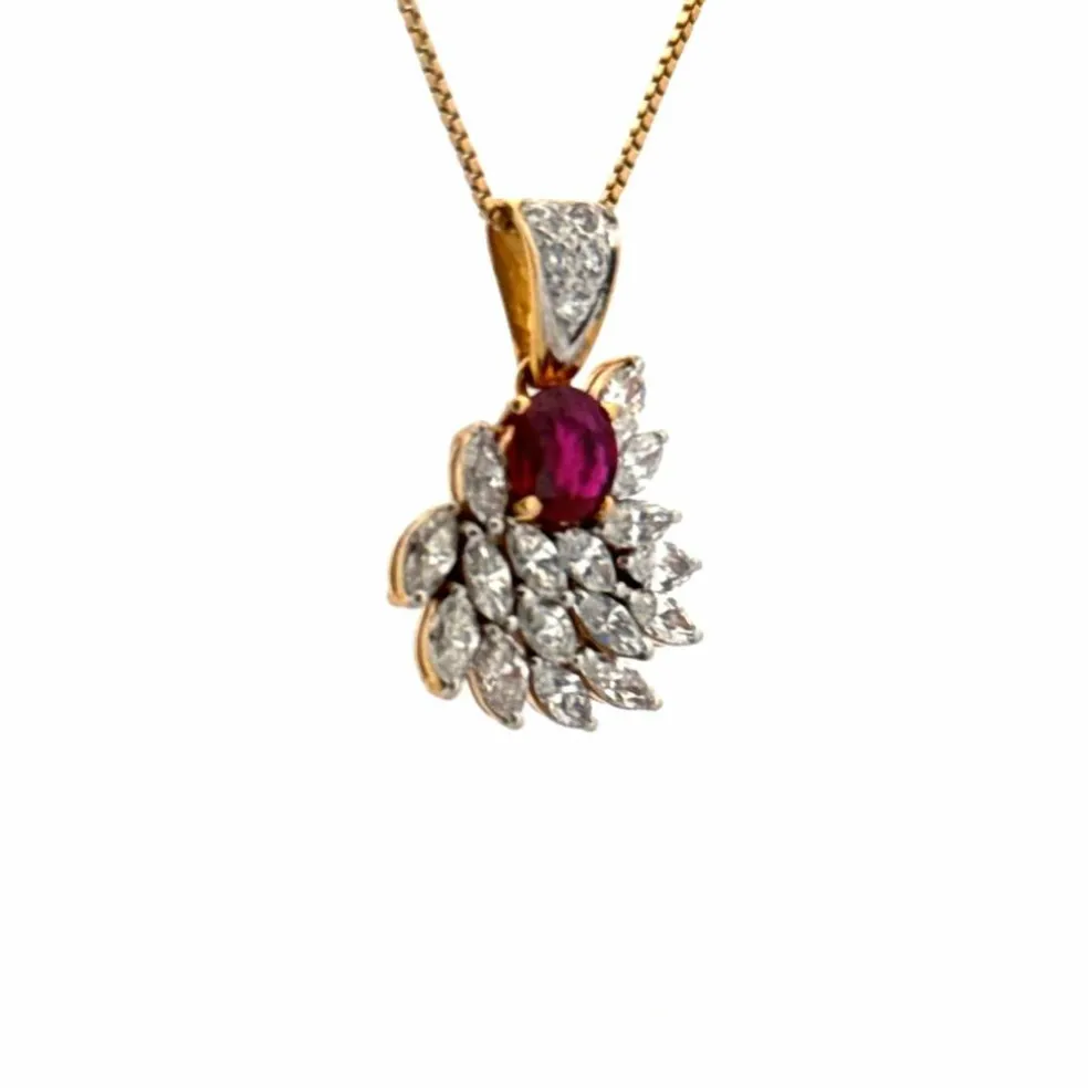 Pendentif or jaune rubis diamants