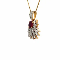 Pendentif or jaune rubis diamants