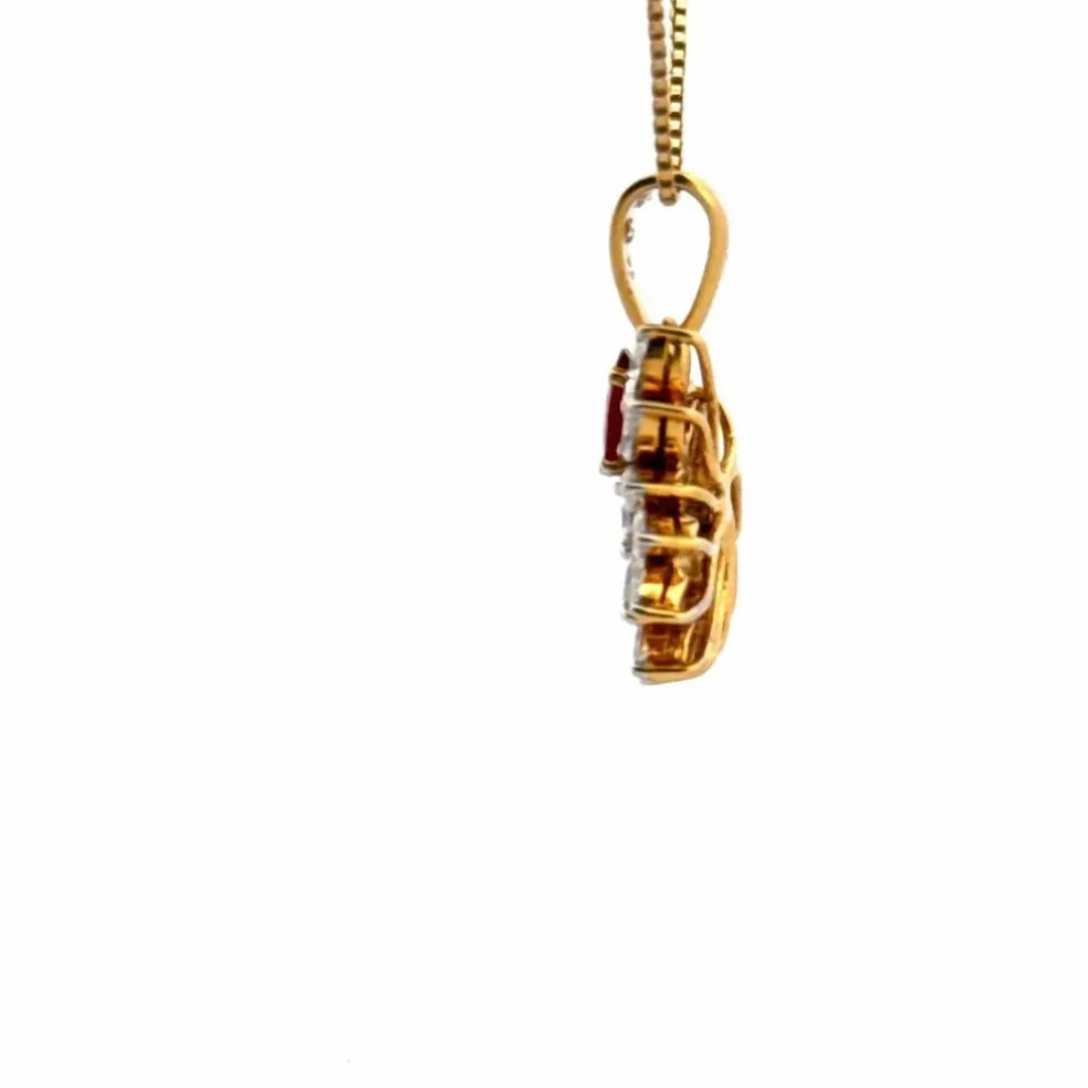 Pendentif or jaune rubis diamants
