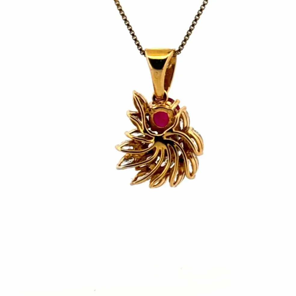Pendentif or jaune rubis diamants