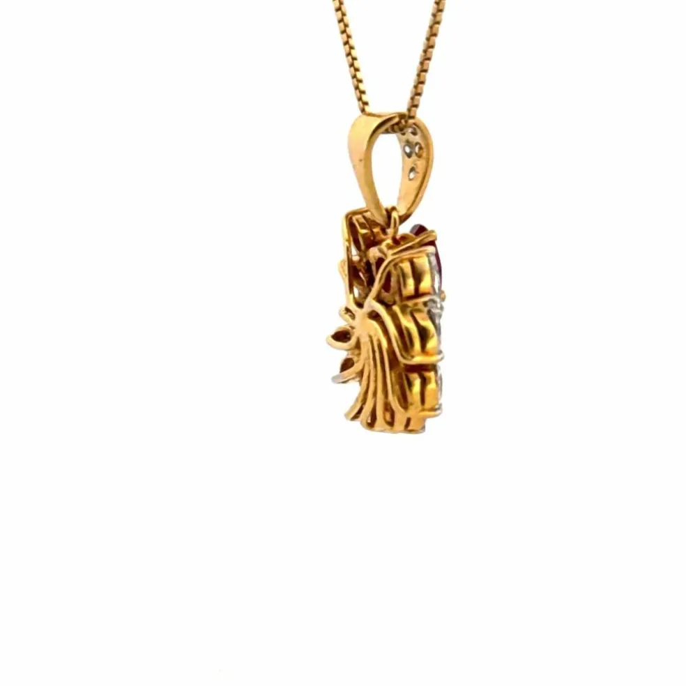 Pendentif or jaune rubis diamants