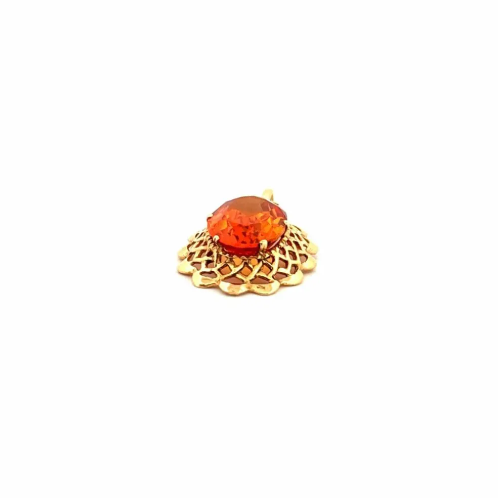 Pendentif Or Jaune Saphir Orange