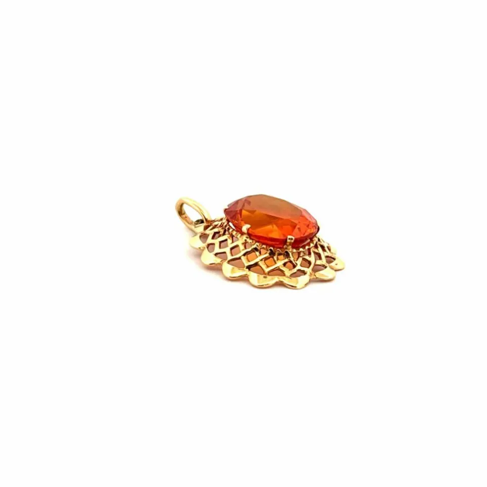 Pendentif Or Jaune Saphir Orange