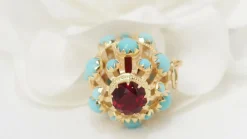 Pendentif Or jaune Turquoises