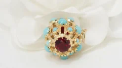 Pendentif Or jaune Turquoises