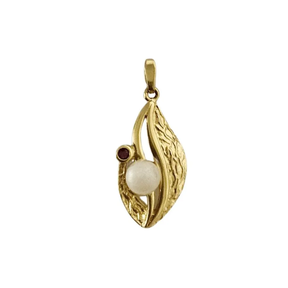 Pendentif Or Perle Grenat