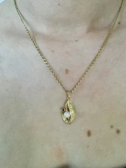 Pendentif Or Perle Grenat