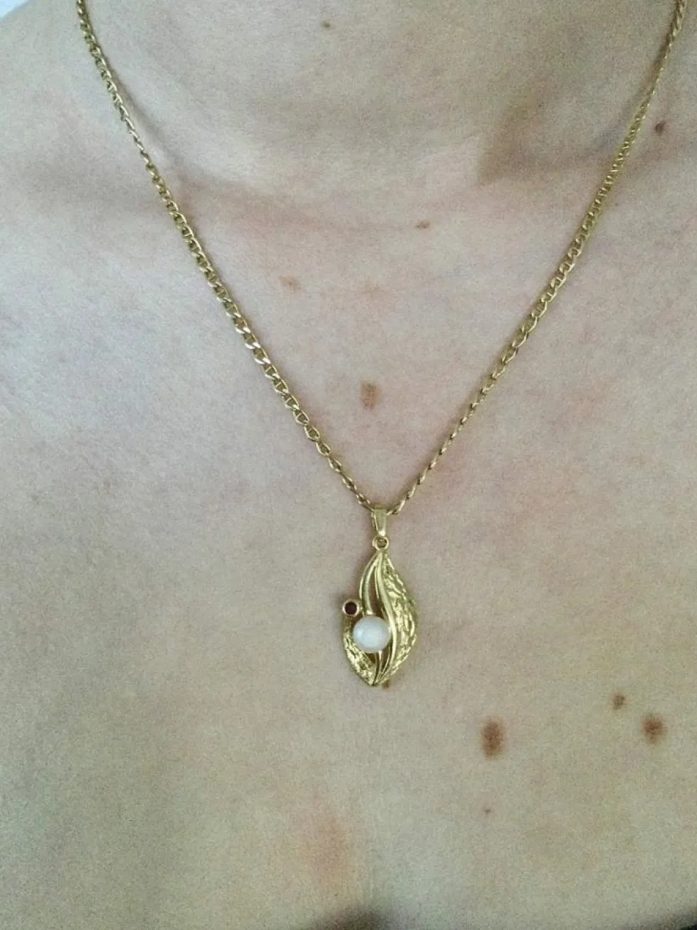 Pendentif Or Perle Grenat