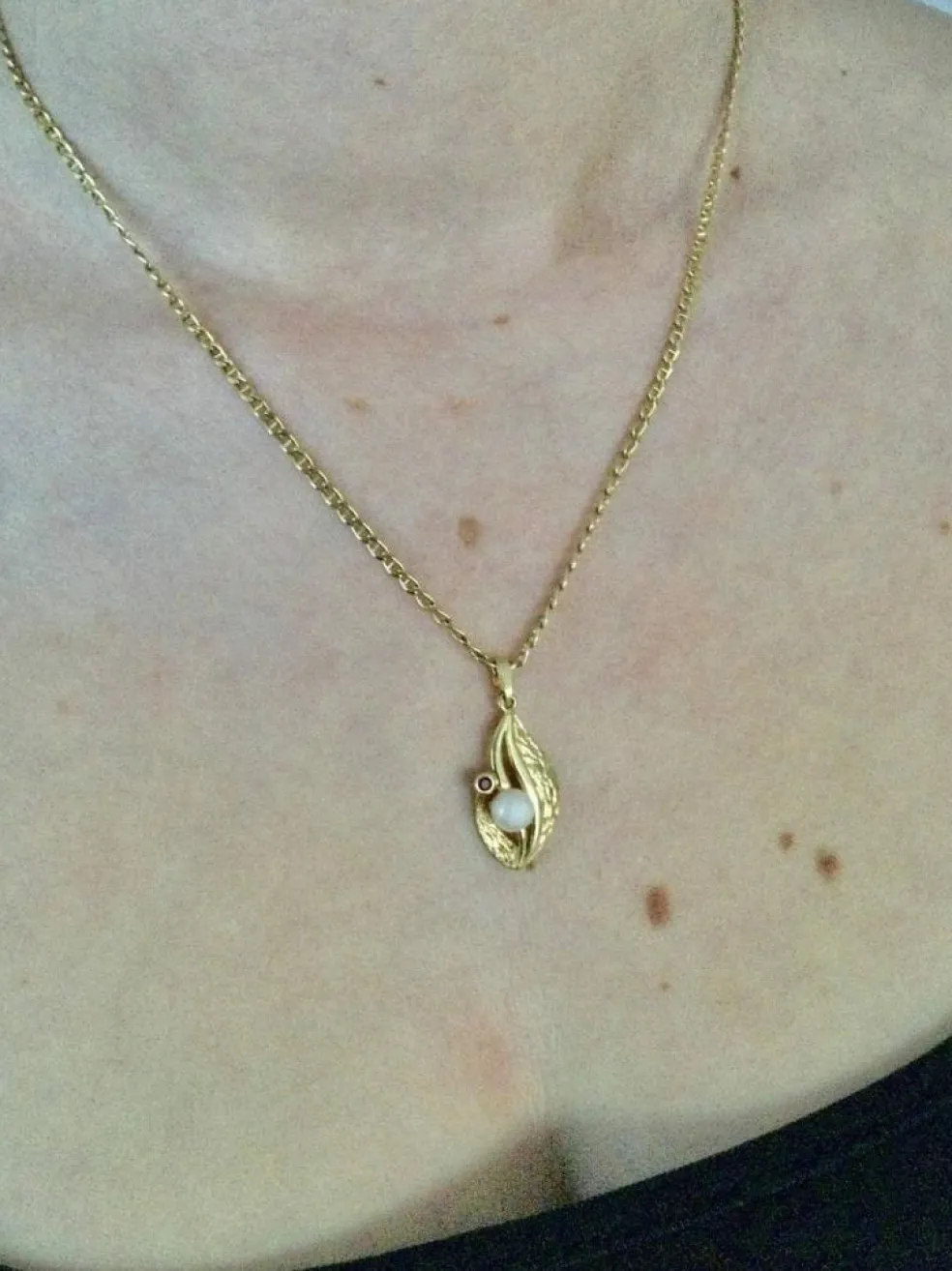 Pendentif Or Perle Grenat