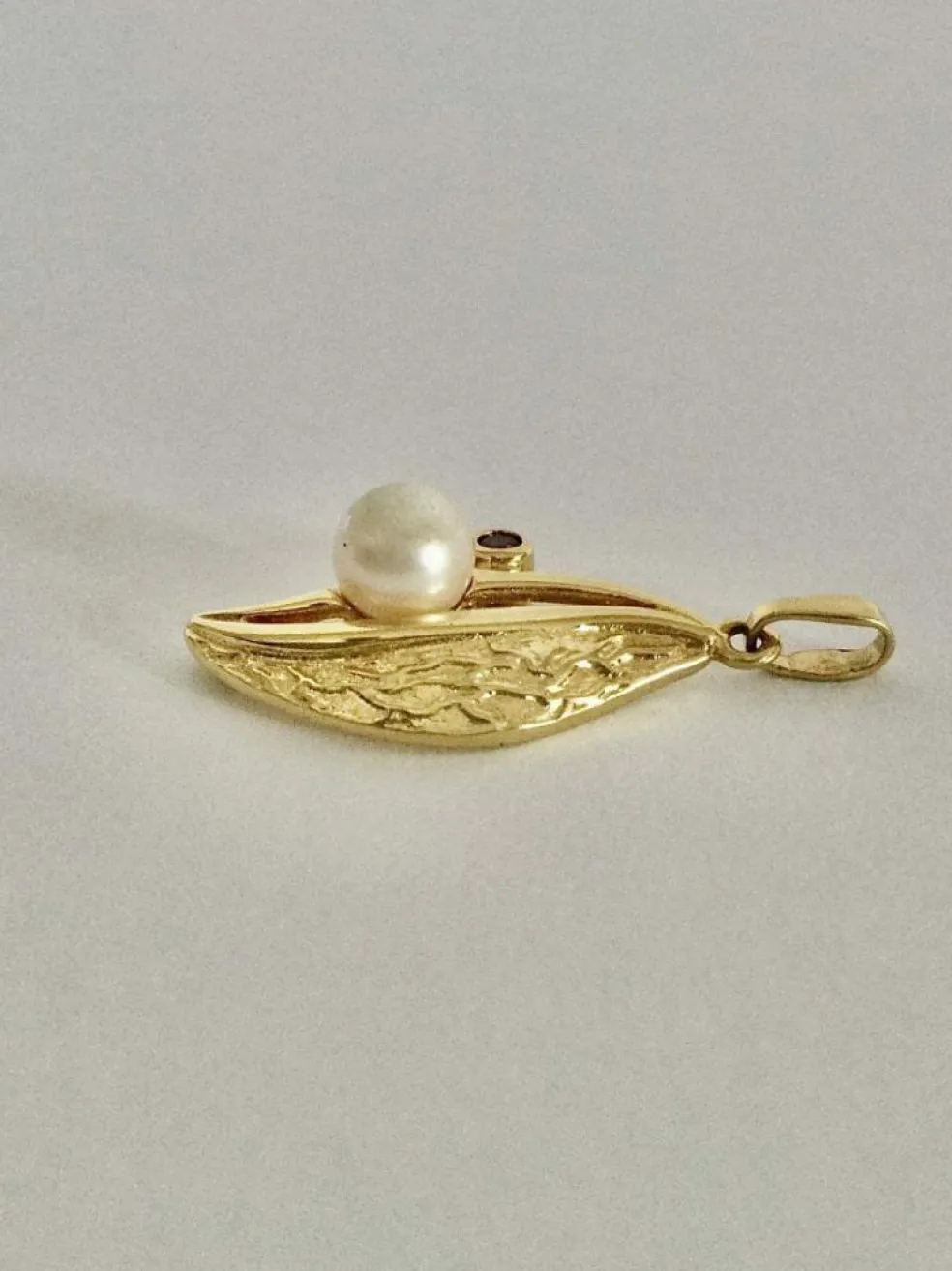 Pendentif Or Perle Grenat