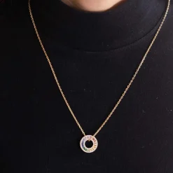 Pendentif or rose 18 carats saphirs et diamants