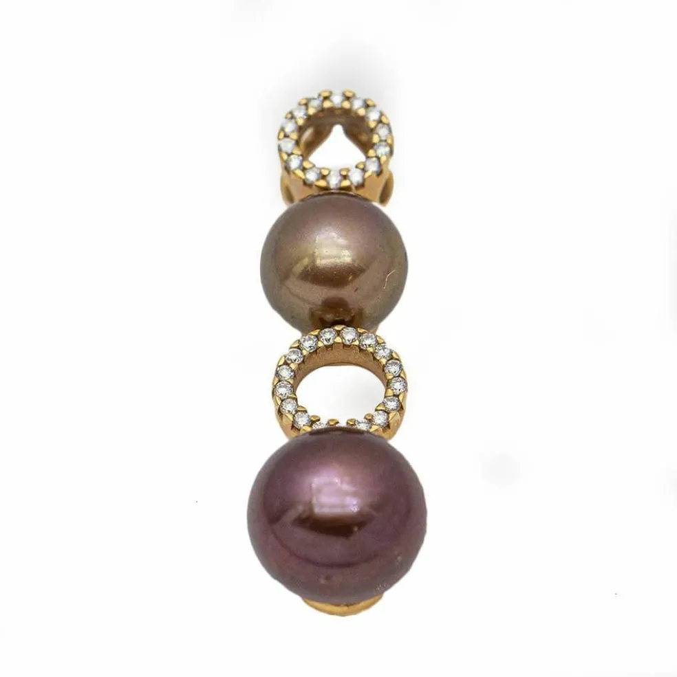 Pendentif Or rose Diamants Perles