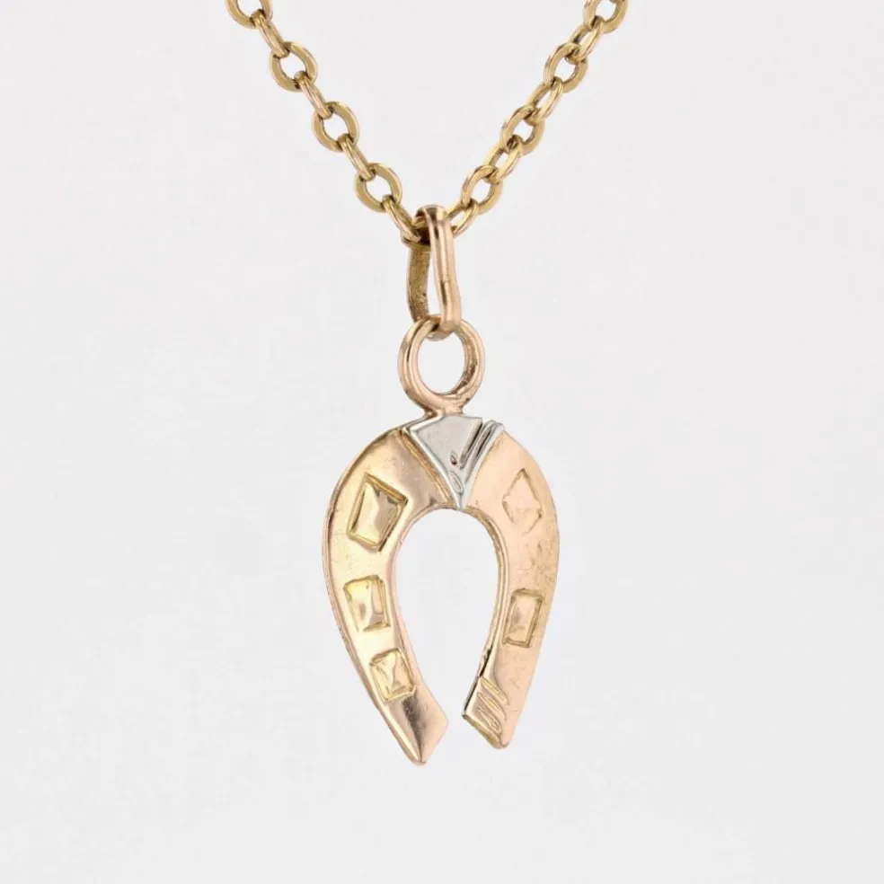 Pendentif or rose fer à cheval