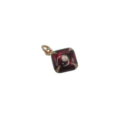 Pendentif or rose grenat et diamants