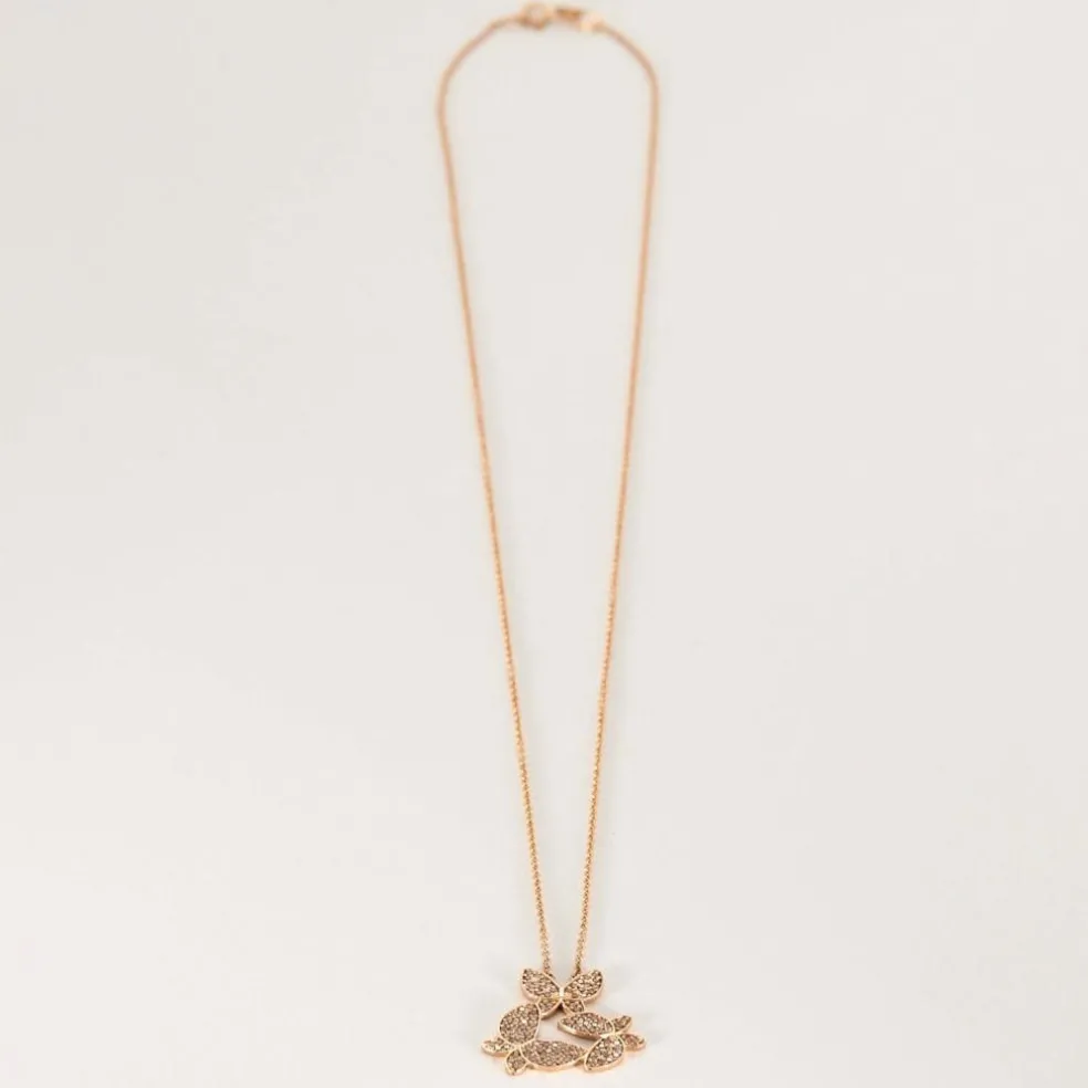 Pendentif or rose, motif papillon