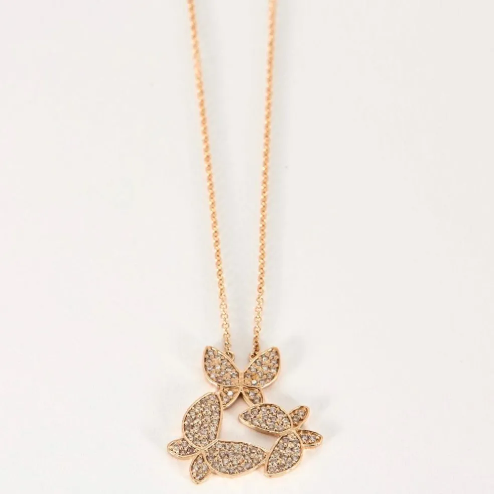 Pendentif or rose, motif papillon