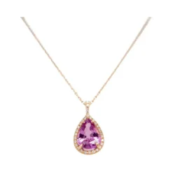 Pendentif Or Rose, Saphir Rose, Diamants