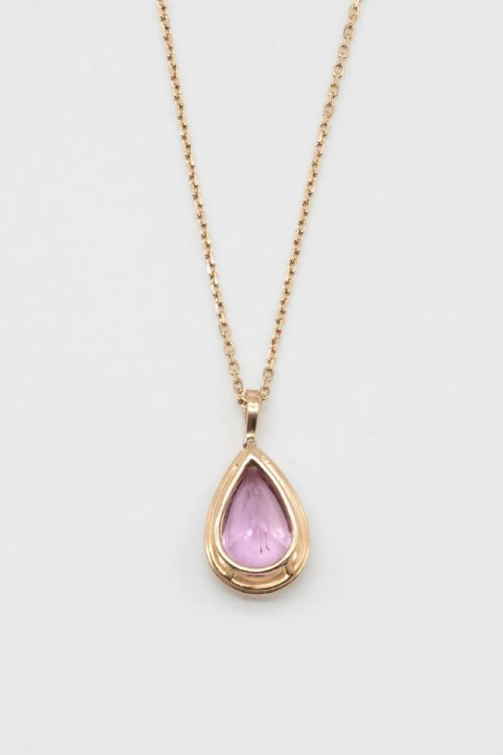 Pendentif Or Rose, Saphir Rose, Diamants