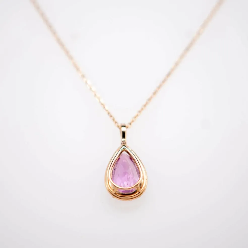 Pendentif Or Rose, Saphir Rose, Diamants