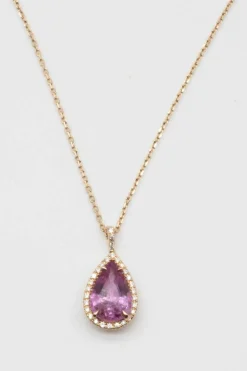 Pendentif Or Rose, Saphir Rose, Diamants