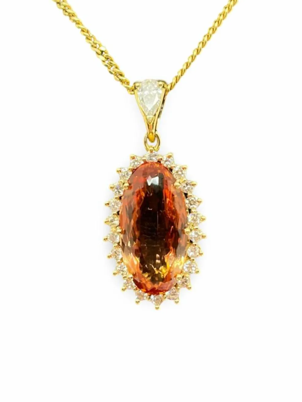 Pendentif or Topaze Impériale et diamants