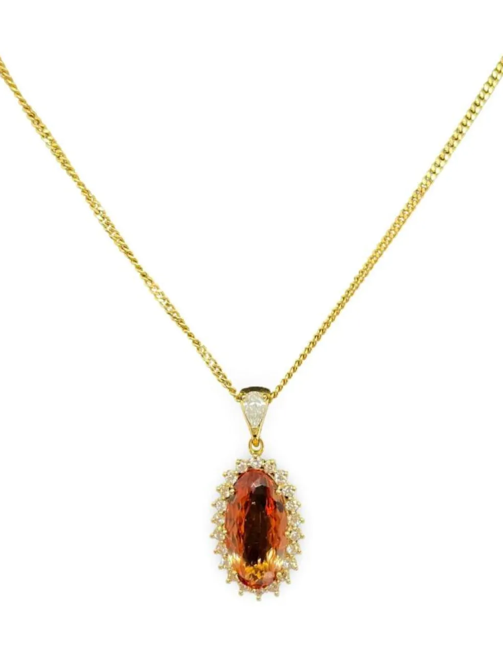 Pendentif or Topaze Impériale et diamants