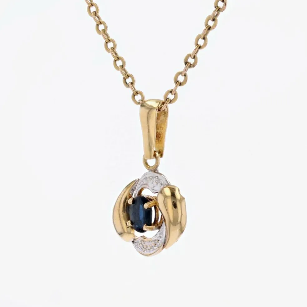 Pendentif ors jaune et blanc saphir