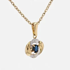 Pendentif ors jaune et blanc saphir