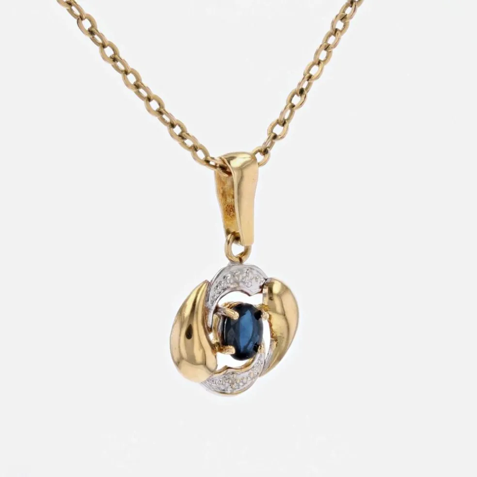 Pendentif ors jaune et blanc saphir