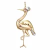 Pendentif ou broche flamant rose en or jaune et diamant